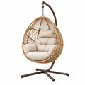 Hängesessel 105 x 105 x 195 cm Geflecht Beige Braun mit Metallgestell