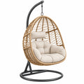 Hängesessel 105 x 105 x 195 cm Geflecht Metall Natur Schwarz mit Standgestell