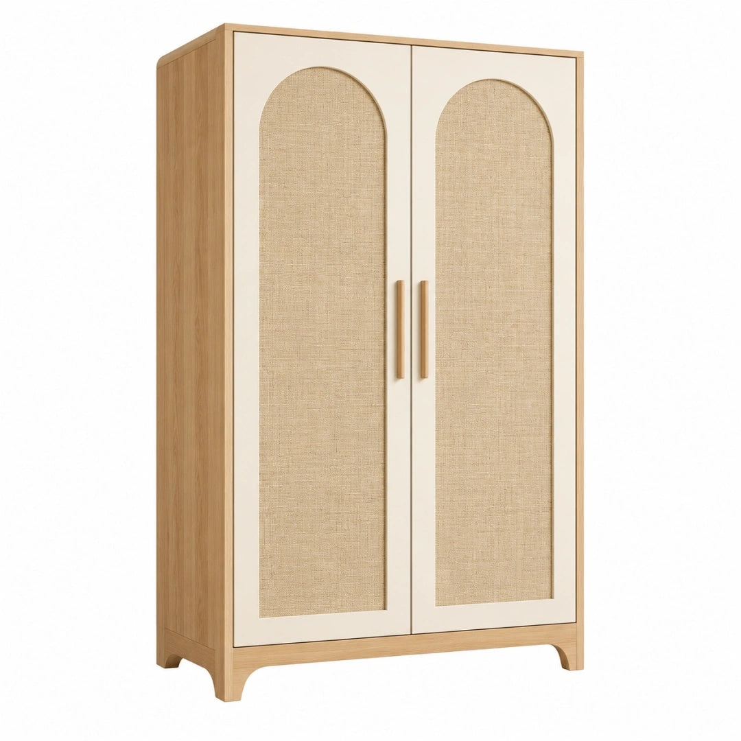 Kleiderschrank 90 x 45 x 180 cm Holz Beige Natur mit 2 Türen im Landhausstil