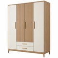 Kleiderschrank 120 x 55 x 200 cm Holzwerkstoff Beige/Eiche mit 4 Türen und 2 Schubladen