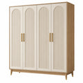 Kleiderschrank 160 x 50 x 190 cm Holzwerkstoff Beige Natur 4 Türen geriffeltes Design