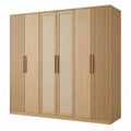 Kleiderschrank 200 x 60 x 200 cm Holzwerkstoff Naturbeige mit 6 Türen moderner Stil