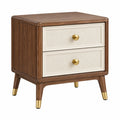 Nachttisch 50 x 40 x 60 cm aus Holz Braun/Creme mit 2 Schubladen Mid-Century-Stil
