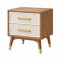 Nachttisch 55 x 40 x 60 cm aus Holz in Braun Beige mit 2 Schubladen im Retro-Stil