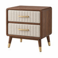 Nachttisch 50 x 40 x 60 cm in Holzoptik Beige Textilfront modern mit 2 Schubladen