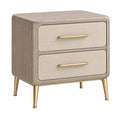 Nachttisch 50 x 40 x 60 cm in Taupe Beige und Gold mit 2 Schubladen
