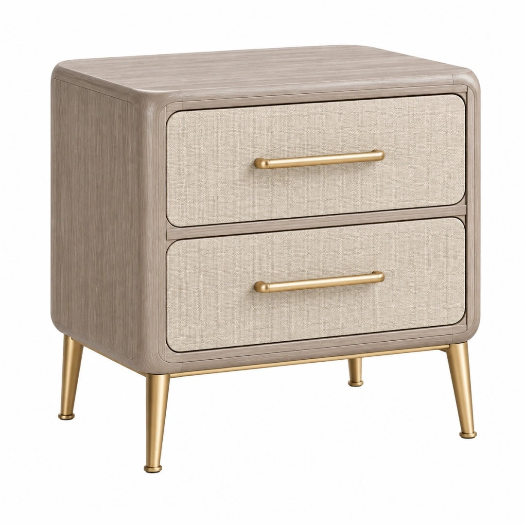 Nachttisch 50 x 40 x 60 cm in Taupe Beige und Gold mit 2 Schubladen