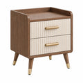 Nachttisch 50 x 40 x 65 cm Holzwerkstoff Braun Creme mit 2 Schubladen im Retro-Stil