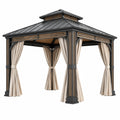 Pavillon 300 x 300 x 290 cm Metall Schwarz Beige mit Vorhängen für Garten