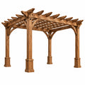 Holzpergola 400 x 300 x 250 cm Braun für Garten und Terrasse mit Lattenrost