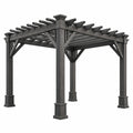 Pergola 300 x 300 x 250 cm aus Holz in Anthrazit mit Lamellendach für den Garten