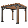 Gartenpergola 300 x 300 x 230 cm Holz Metall Braun Schwarz mit Lattendach