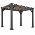 Gartenpergola 300 x 300 x 240 cm Metall Holz Schwarz Braun freistehend